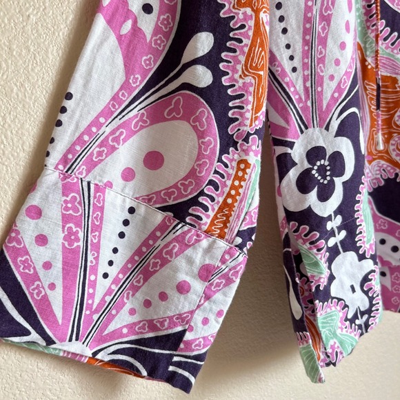 Zara Size S Shirt Boho Tunic Thick Paisley Purple Pink Resort Rio Floral Coastal - Picture 8 of 8